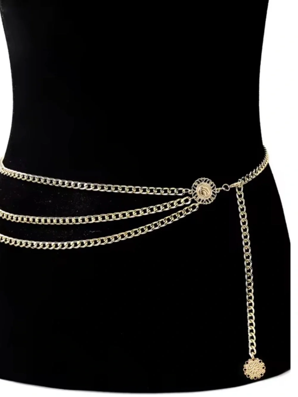 Modern Gold Layered Chain Waist Belt
